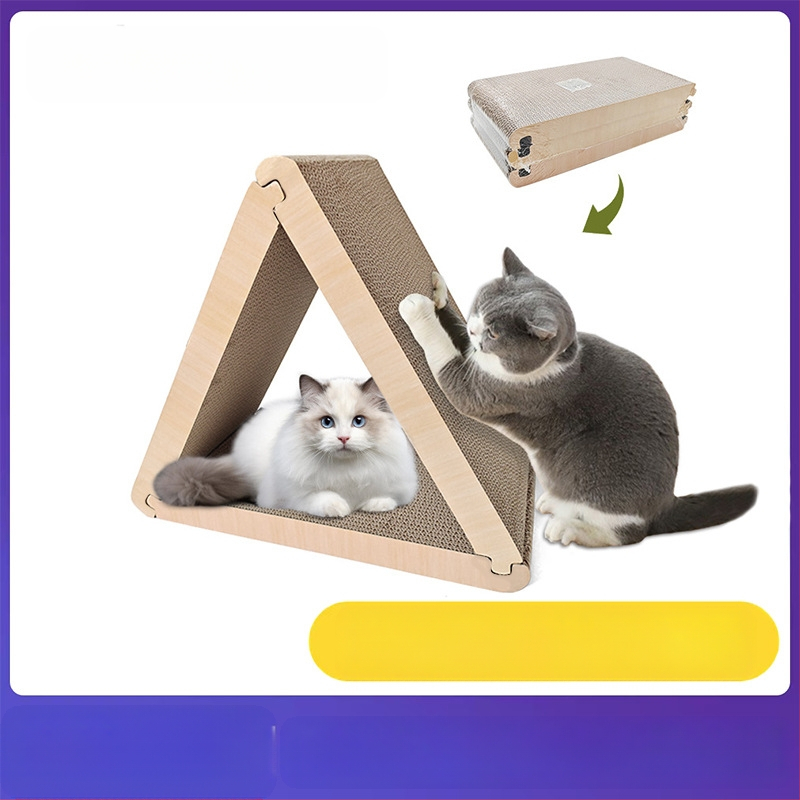 Cezhraničný veľkoobchodný štandardný skladací škrabadlo pre mačky trojuholníkové škrabadlo pre mačky 6 strán k dispozícii vlnitý papier Amazon
