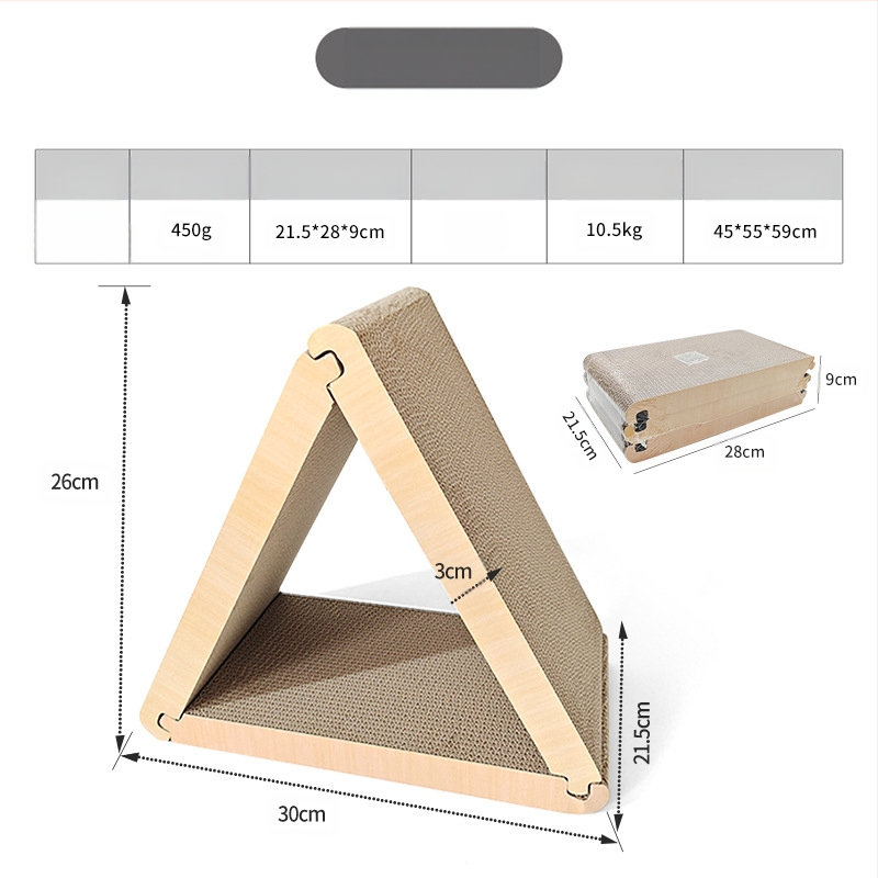 Cezhraničný veľkoobchodný štandardný skladací škrabadlo pre mačky trojuholníkové škrabadlo pre mačky 6 strán k dispozícii vlnitý papier Amazon
