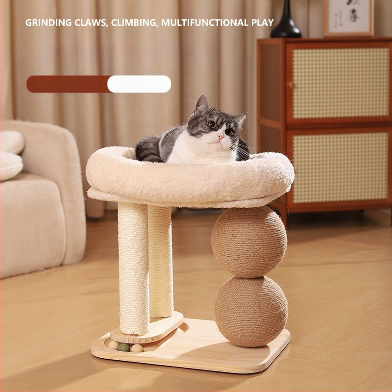 Stalak za penjanje mačaka, mačje gnijezdo, integrirani sisal stup, brusna kandža bez umaka, velika loptica za grebanje mačaka, višenamjenski stalak za mačke, oprema za kućne ljubimce