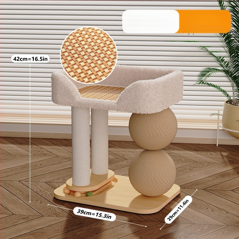 Stalak za penjanje mačaka, mačje gnijezdo, integrirani sisal stup, brusna kandža bez umaka, velika loptica za grebanje mačaka, višenamjenski stalak za mačke, oprema za kućne ljubimce