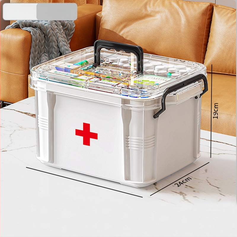 Majapidamisravimikarp Suure mahutavusega sahtliga Niiskuskindel ja hallituskindel Mitmekihiline ravimite hoiukarp Esmaabikarp Läbipaistev nähtav ravimikarp