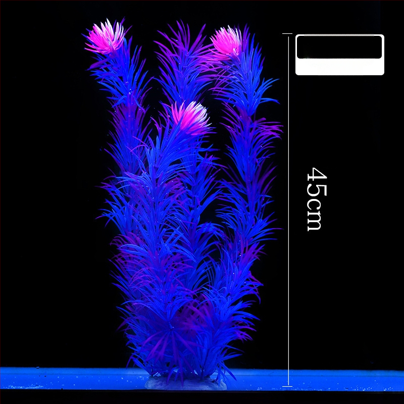 Akvaariumi dekoratiivne veemuru akvaariumi maastikukomplekt pehme veemuru plastmuru tagantvaade suur kõrge roheline muru