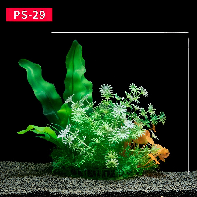 Akvaariumi dekoratiivne veemuru akvaariumi maastikukomplekt pehme veemuru plastmuru tagantvaade suur kõrge roheline muru
