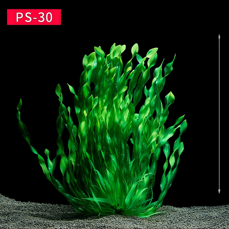 Akvaariumi dekoratiivne veemuru akvaariumi maastikukomplekt pehme veemuru plastmuru tagantvaade suur kõrge roheline muru