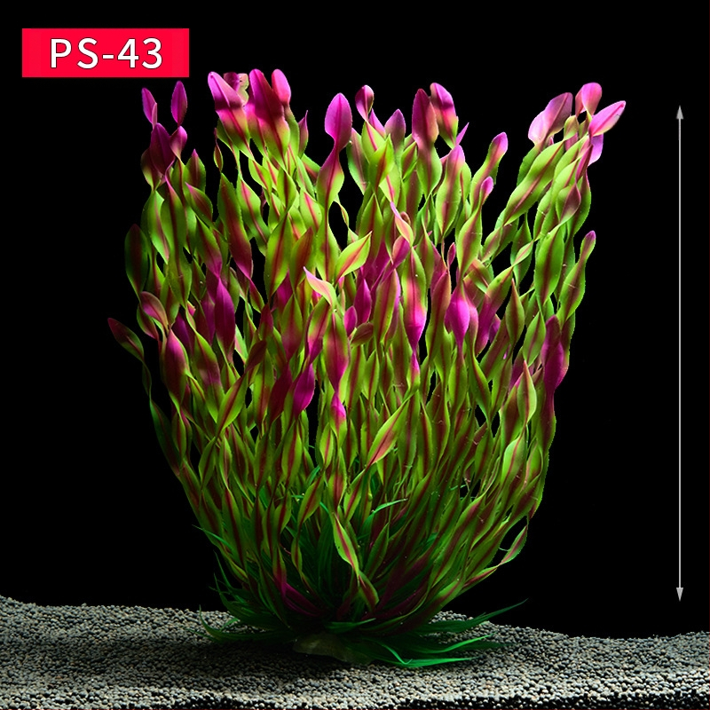 Akvaariumi dekoratiivne veemuru akvaariumi maastikukomplekt pehme veemuru plastmuru tagantvaade suur kõrge roheline muru