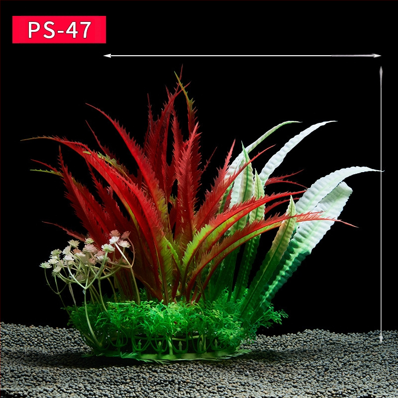 Akvaariumi dekoratiivne veemuru akvaariumi maastikukomplekt pehme veemuru plastmuru tagantvaade suur kõrge roheline muru