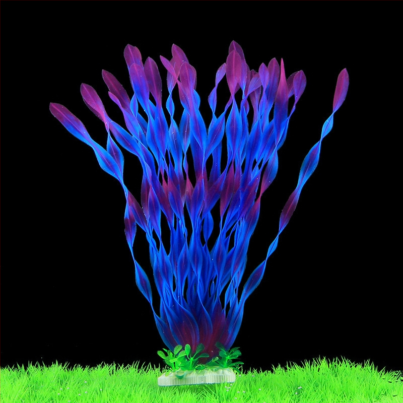 Akvaariumi dekoratiivne veemuru akvaariumi maastikukomplekt pehme veemuru plastmuru tagantvaade suur kõrge roheline muru