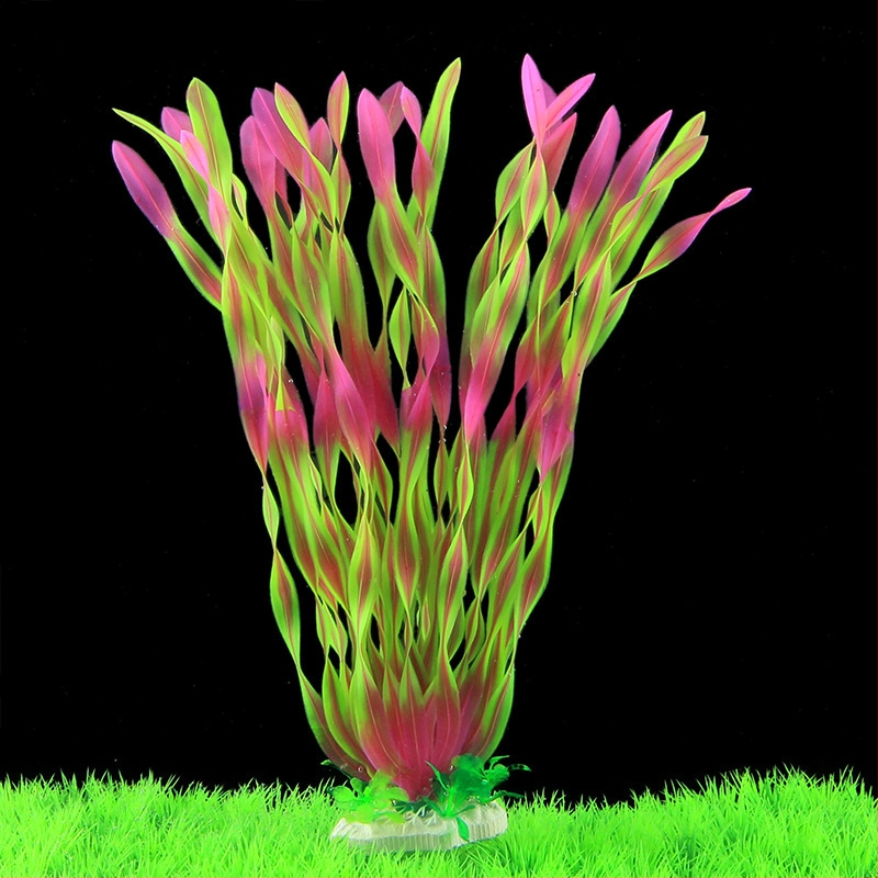 Akvaariumi dekoratiivne veemuru akvaariumi maastikukomplekt pehme veemuru plastmuru tagantvaade suur kõrge roheline muru