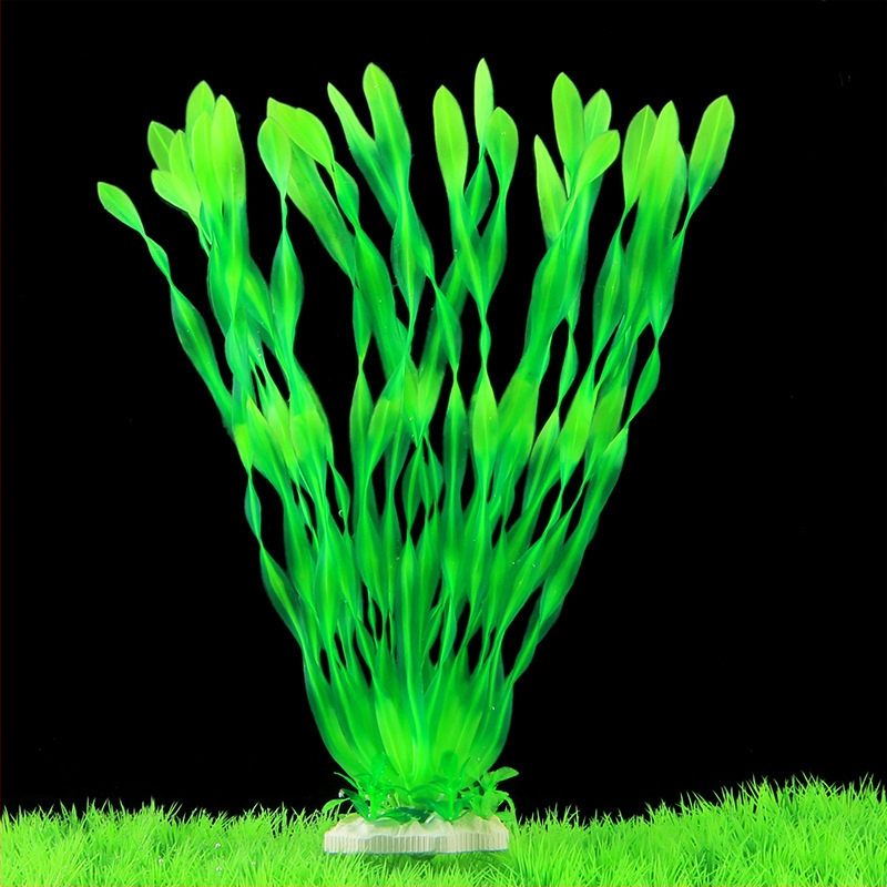 Akvaariumi dekoratiivne veemuru akvaariumi maastikukomplekt pehme veemuru plastmuru tagantvaade suur kõrge roheline muru