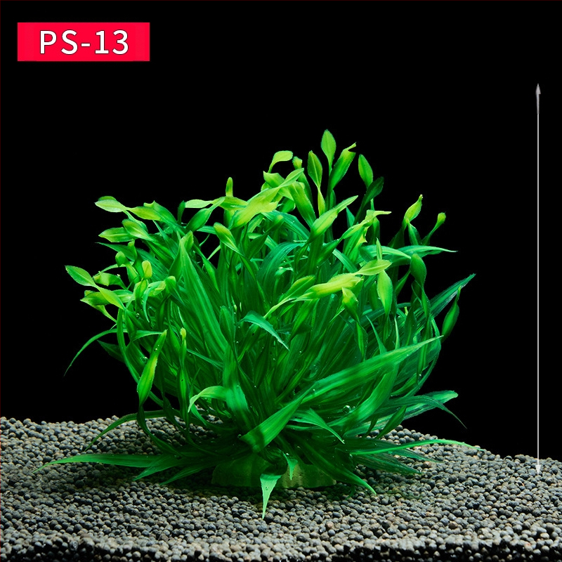 Akvaariumi dekoratiivne veemuru akvaariumi maastikukomplekt pehme veemuru plastmuru tagantvaade suur kõrge roheline muru