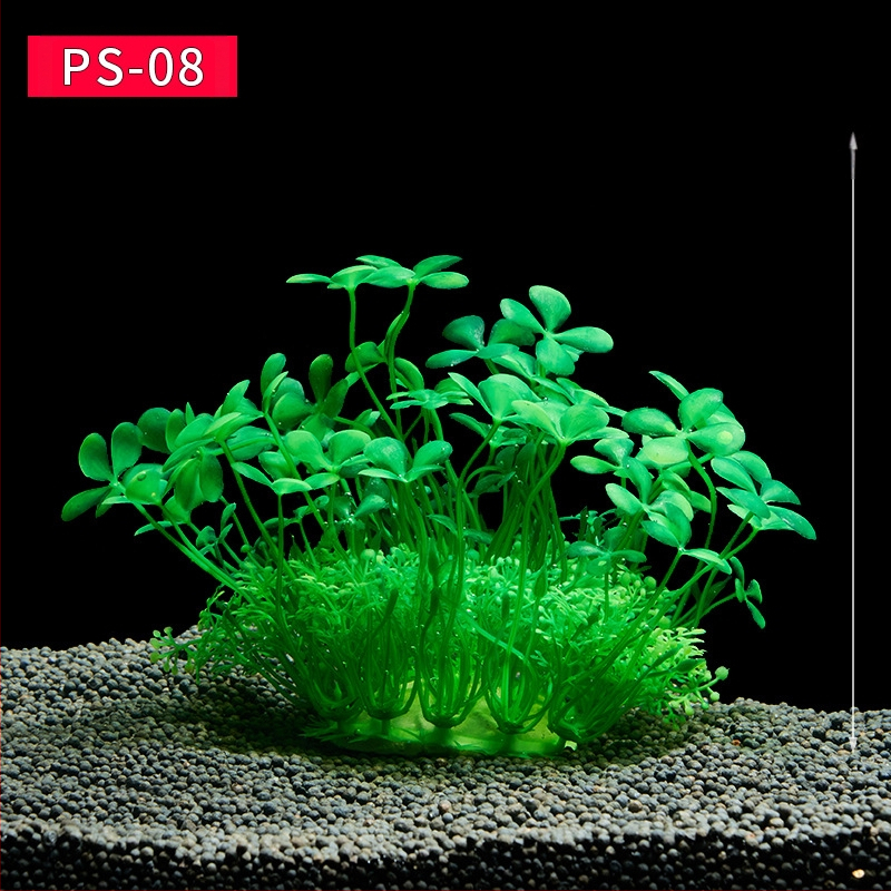 Akvaariumi dekoratiivne veemuru akvaariumi maastikukomplekt pehme veemuru plastmuru tagantvaade suur kõrge roheline muru