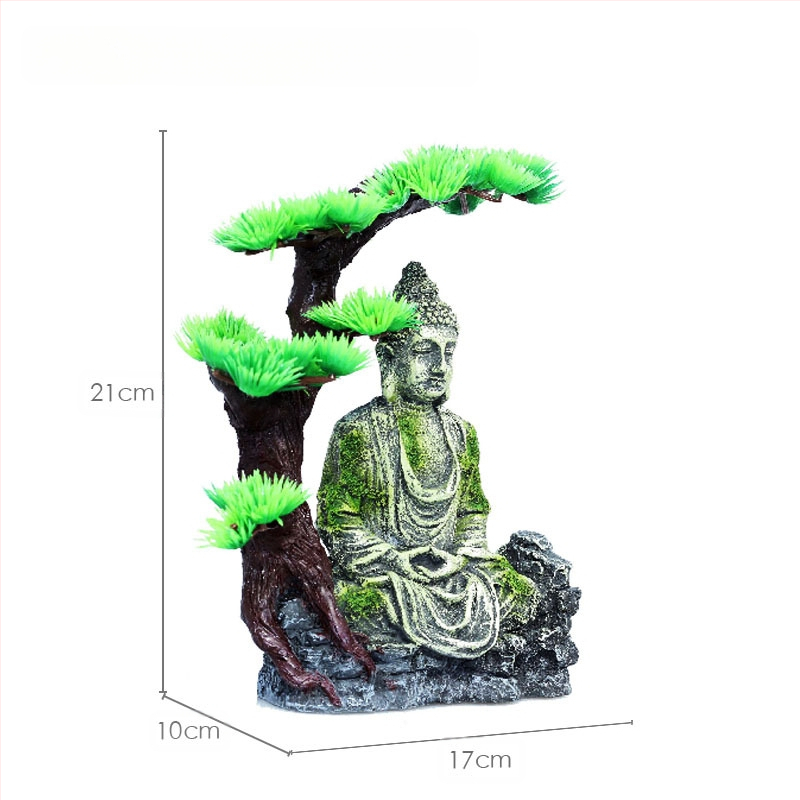 Akvaariumi kunstvaigust dekoratiivsed haljastuskaunistused kalapaak iidne Buddha kuju kiviktaimla kivist kuju maastik mikromaastik kalapaagi haljastus