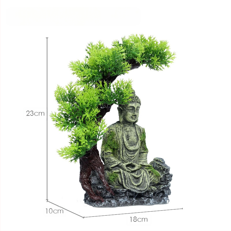 Akvaariumi kunstvaigust dekoratiivsed haljastuskaunistused kalapaak iidne Buddha kuju kiviktaimla kivist kuju maastik mikromaastik kalapaagi haljastus