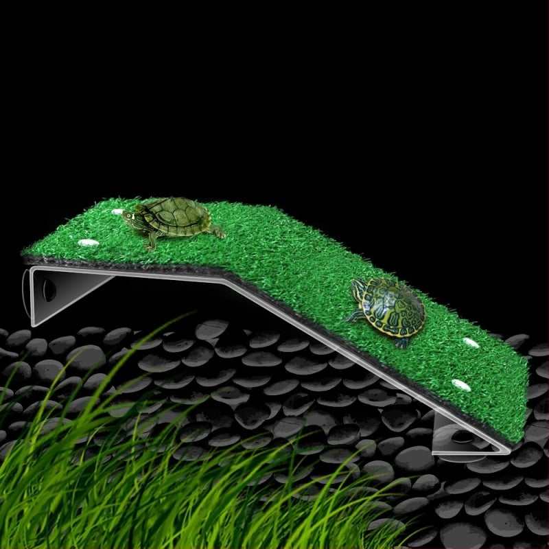 nomo nomo akrüülist ujuvsaare peesitamisplatvorm kahepaikse kilpkonna paak kilpkonna ronimisredel päikese selja simulatsioon muru maastik