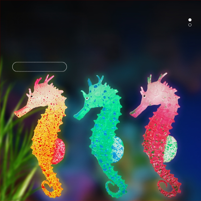 Nauji žuvų bako kraštovaizdžio dekoracijos, šviečiantys dirbtiniai jūrų arkliukų kraštovaizdžio akvariumo dirbtiniai fluorescenciniai silikoniniai jūrų arkliukai, didmeninė prekyba