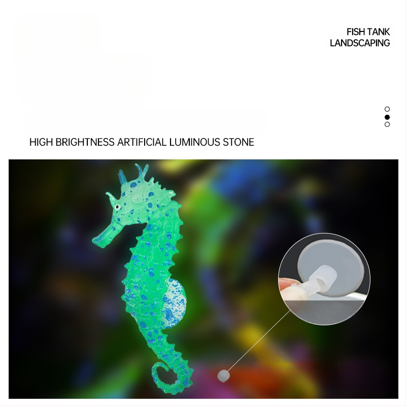 Nauji žuvų bako kraštovaizdžio dekoracijos, šviečiantys dirbtiniai jūrų arkliukų kraštovaizdžio akvariumo dirbtiniai fluorescenciniai silikoniniai jūrų arkliukai, didmeninė prekyba