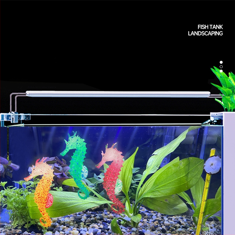 Nauji žuvų bako kraštovaizdžio dekoracijos, šviečiantys dirbtiniai jūrų arkliukų kraštovaizdžio akvariumo dirbtiniai fluorescenciniai silikoniniai jūrų arkliukai, didmeninė prekyba