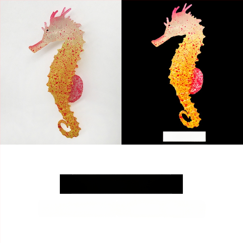 Nauji žuvų bako kraštovaizdžio dekoracijos, šviečiantys dirbtiniai jūrų arkliukų kraštovaizdžio akvariumo dirbtiniai fluorescenciniai silikoniniai jūrų arkliukai, didmeninė prekyba