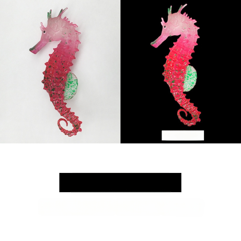 Nauji žuvų bako kraštovaizdžio dekoracijos, šviečiantys dirbtiniai jūrų arkliukų kraštovaizdžio akvariumo dirbtiniai fluorescenciniai silikoniniai jūrų arkliukai, didmeninė prekyba