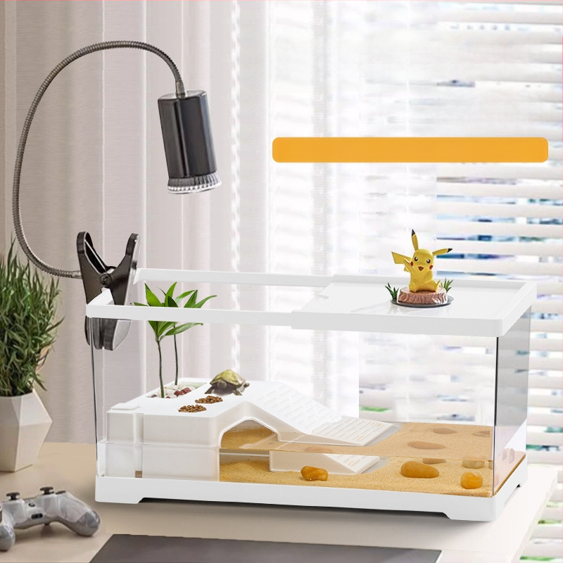 Vėžlių dėžė su džiovinimo stalu, dydis: Braziliško vėžlio „Aquiland“ buitinis plastikinis vėžlių bakelis, specialus ekologiškas bakelis vėžliams auginti.