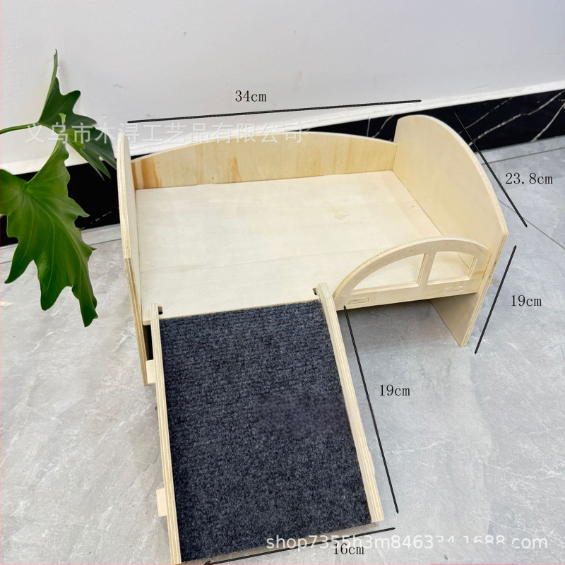 Hamster dublu strat mare Villa hamster platformă din lemn pentru animale de companie pat de jucărie hamster iarnă dormit cuib animale de companie scară din lemn