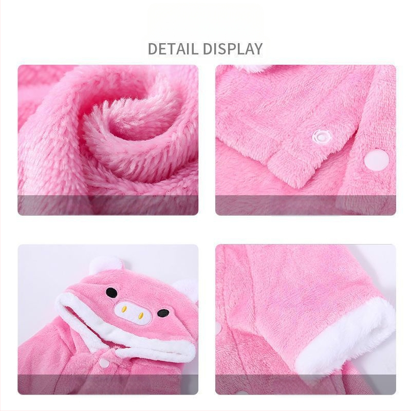 Koerariided sügiseks ja talveks fliisvoodriga soojad korallfliisist põrsaste transformatsiooniriided kassi riided väikese koera lemmiklooma riided