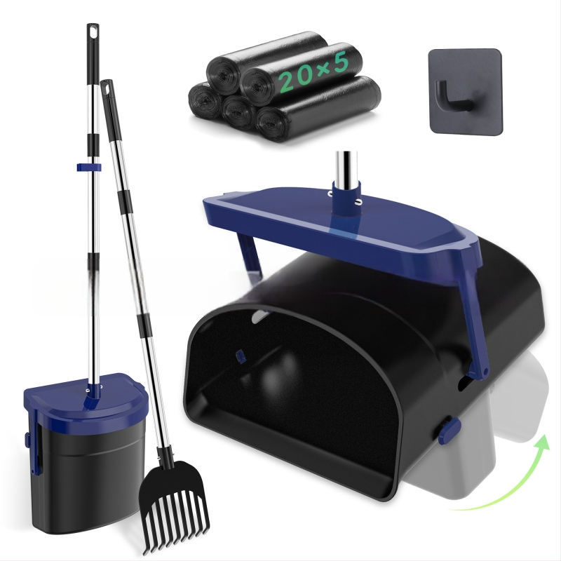 Уред за събиране на домашни екскременти, кофа за екскременти, лопатка, комплект гребла, уред за събиране на кучешки екскременти, удобен уред за разходка на куче, уред за събиране на екскременти