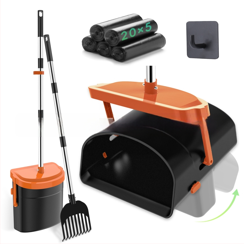 Уред за събиране на домашни екскременти, кофа за екскременти, лопатка, комплект гребла, уред за събиране на кучешки екскременти, удобен уред за разходка на куче, уред за събиране на екскременти