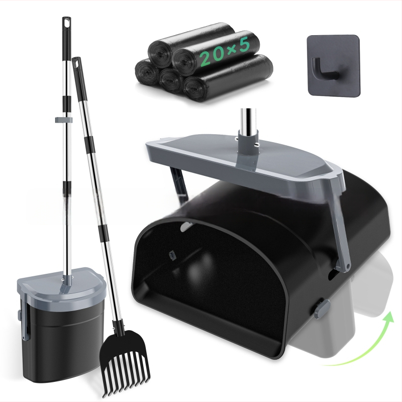 Уред за събиране на домашни екскременти, кофа за екскременти, лопатка, комплект гребла, уред за събиране на кучешки екскременти, удобен уред за разходка на куче, уред за събиране на екскременти