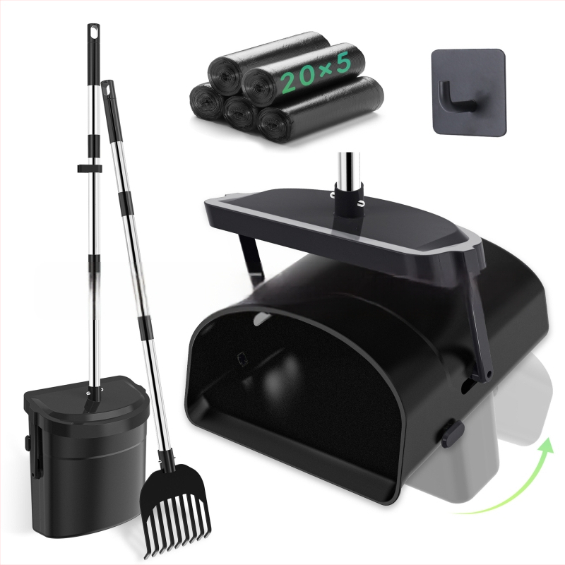 Уред за събиране на домашни екскременти, кофа за екскременти, лопатка, комплект гребла, уред за събиране на кучешки екскременти, удобен уред за разходка на куче, уред за събиране на екскременти