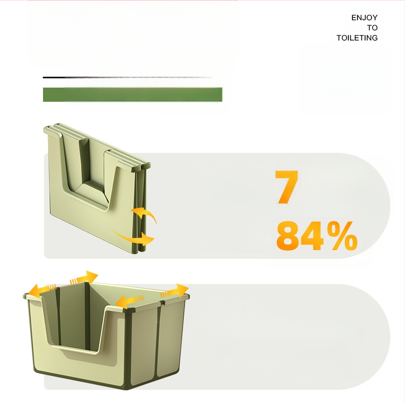 Сгъваема отворена котешка тоалетна с горен слой против пръски, лесна за почистване сгъваема котешка тоалетна с голям обем