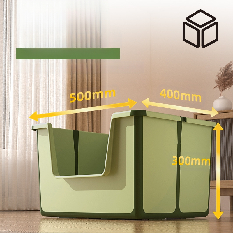 Сгъваема отворена котешка тоалетна с горен слой против пръски, лесна за почистване сгъваема котешка тоалетна с голям обем