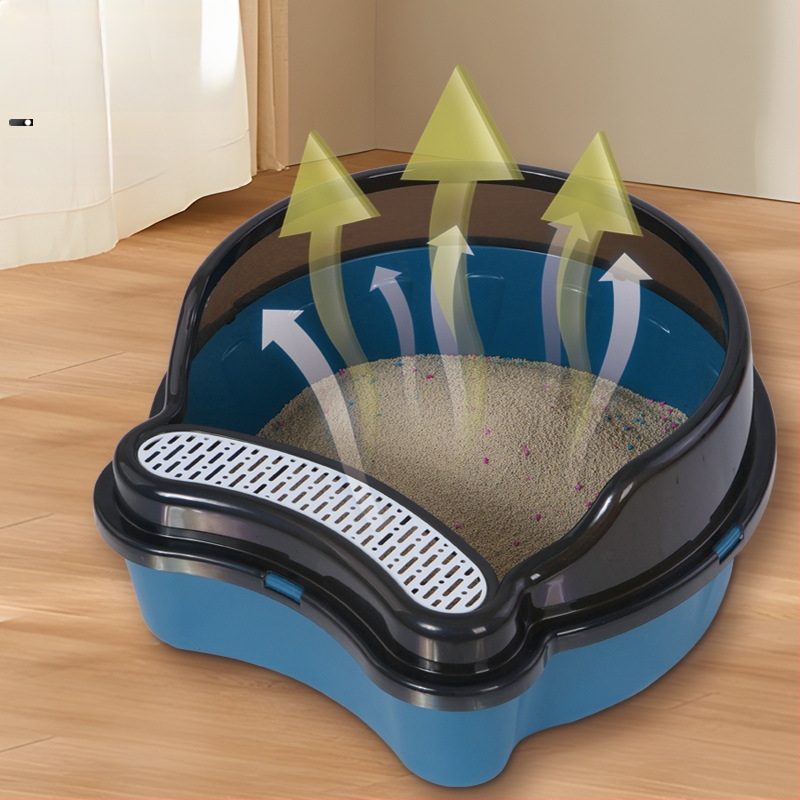 Toaletă pentru pisici mari, semi-închisă, anti-stropire, gard înalt, litiera pentru pisici, toaletă pentru pisici, detașabilă și lavabilă, litiera pentru pisici