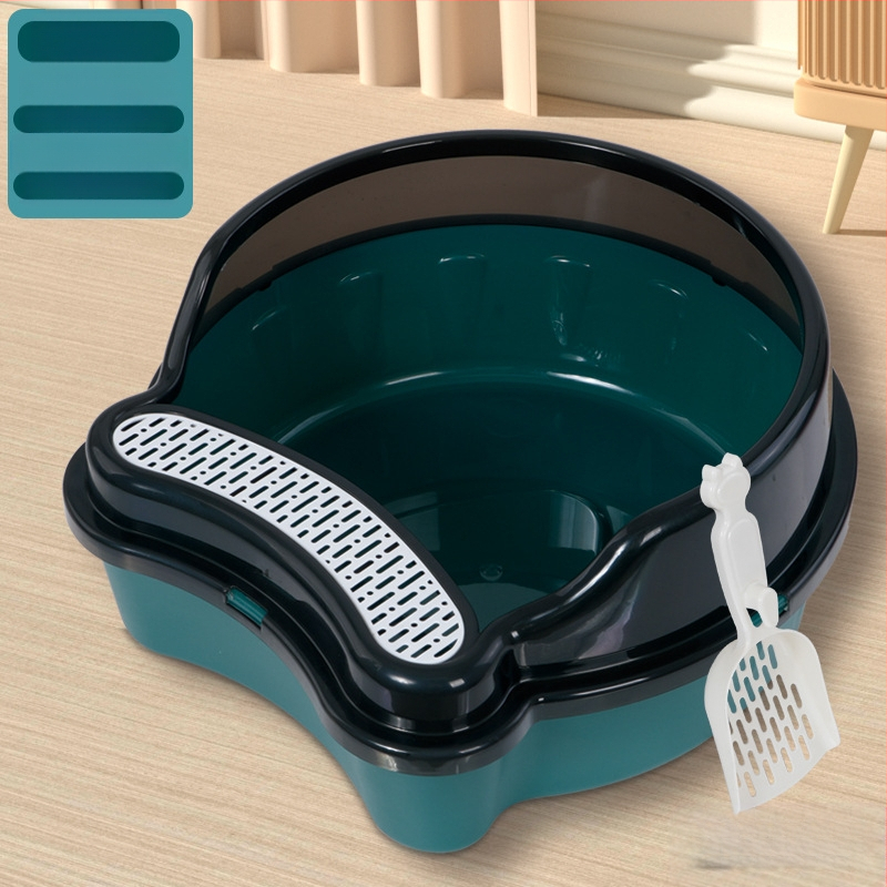 Toaletă pentru pisici mari, semi-închisă, anti-stropire, gard înalt, litiera pentru pisici, toaletă pentru pisici, detașabilă și lavabilă, litiera pentru pisici