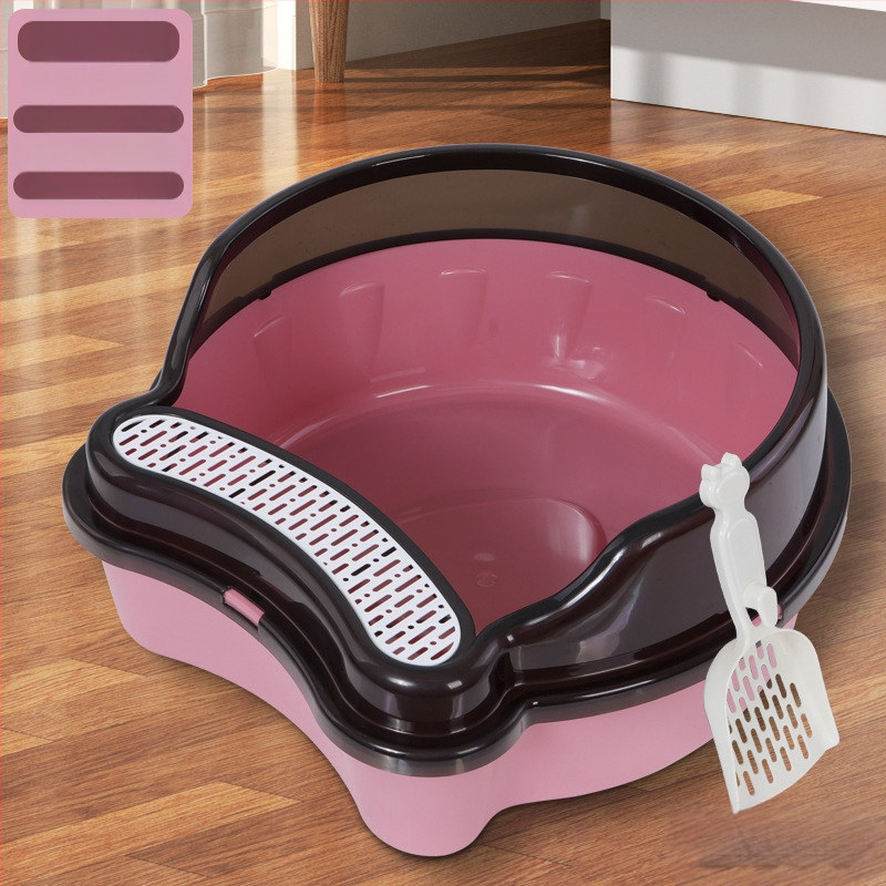 Toaletă pentru pisici mari, semi-închisă, anti-stropire, gard înalt, litiera pentru pisici, toaletă pentru pisici, detașabilă și lavabilă, litiera pentru pisici