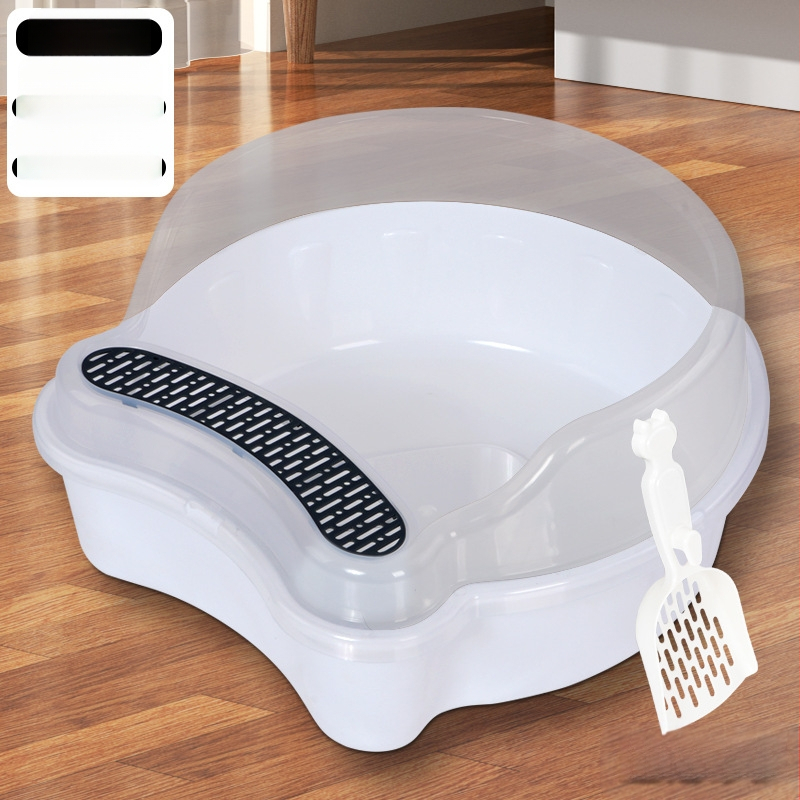 Toaletă pentru pisici mari, semi-închisă, anti-stropire, gard înalt, litiera pentru pisici, toaletă pentru pisici, detașabilă și lavabilă, litiera pentru pisici