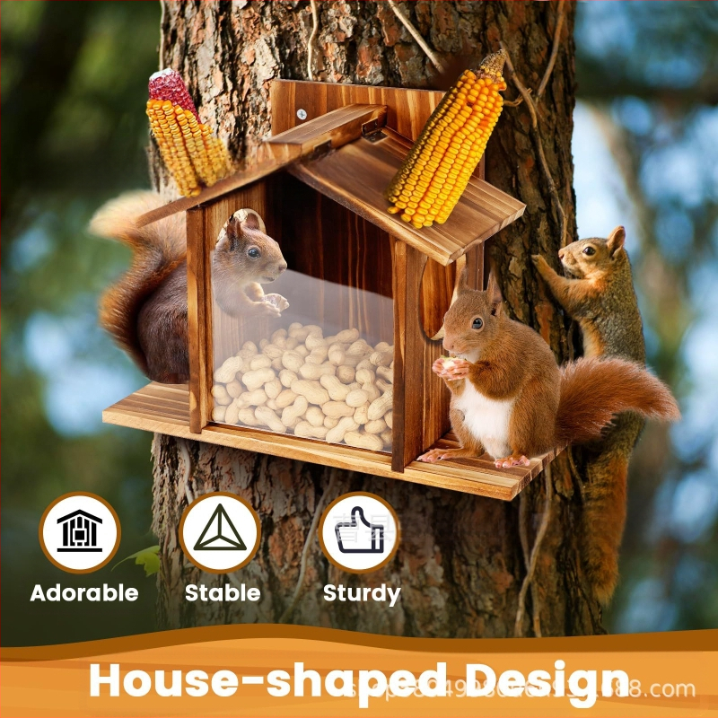 Fa mókusetető, kültéri függő mókusadagoló, egyszerű kültéri fa mókus étkezőasztal