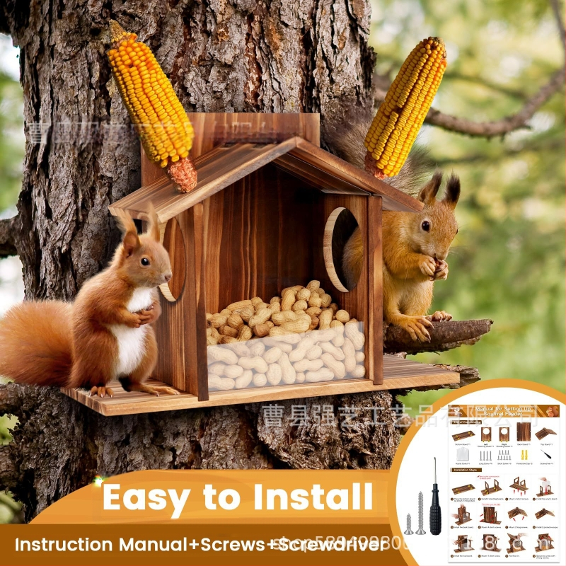 Fa mókusetető, kültéri függő mókusadagoló, egyszerű kültéri fa mókus étkezőasztal