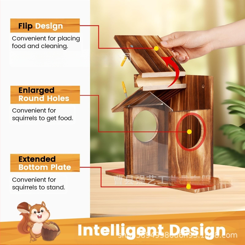 Fa mókusetető, kültéri függő mókusadagoló, egyszerű kültéri fa mókus étkezőasztal