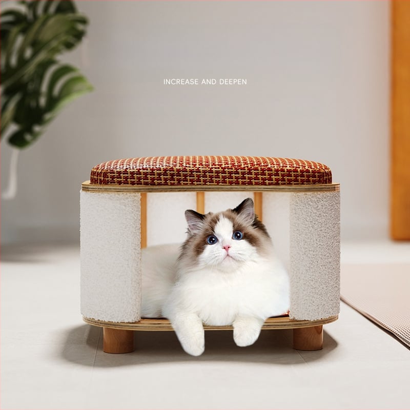 Ljetna mačja stolica za ljude i mačke, pogodna za sva godišnja doba, kućica za male mačiće, prostirka od punog drva, oprema za kućne ljubimce za mačke