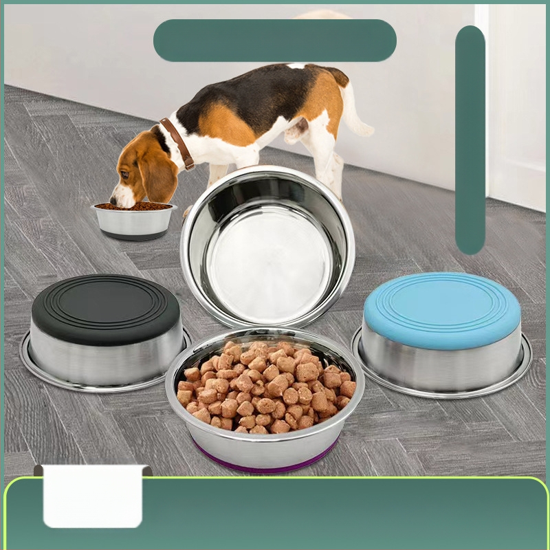 Удебелена купа за кучета от неръждаема стомана, противообръщаща се, неплъзгаща се, устойчива на падане, прибори за хранене на кучета, голяма, средна и малка поилка, купа за храна за котки, купа за котки