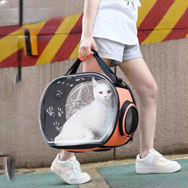 Geantă pentru pisici, geantă de ieșire portabilă, depozit de aviație, geantă de mână transparentă cu capsulă, geantă de mare capacitate pentru animale de companie, geantă de mână pliabilă