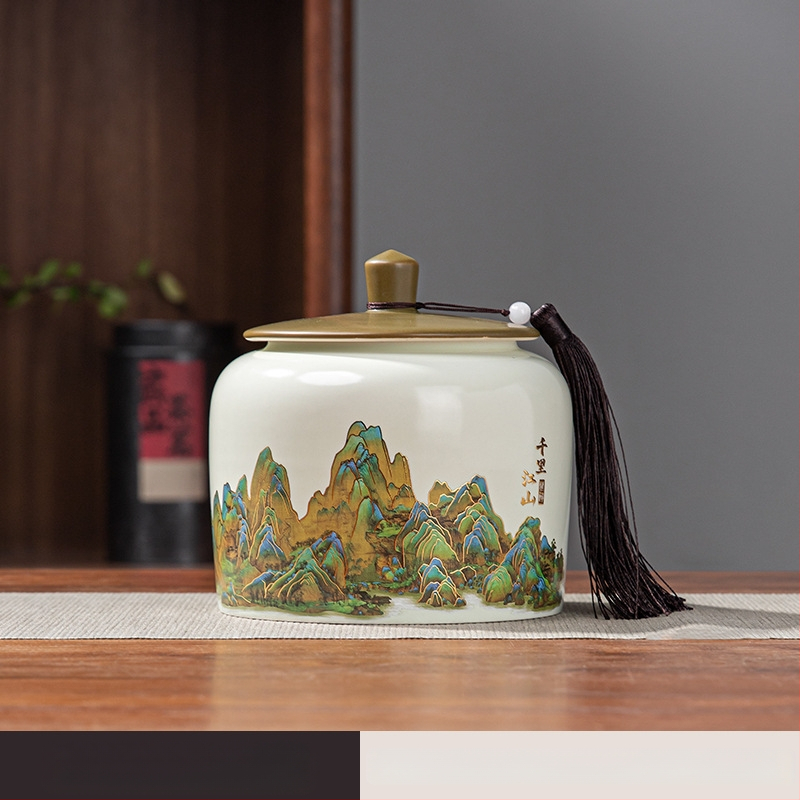 Keraminės arbatos skardinės, „Thousand Miles Mountain“ arbatos dovanų dėžutės, keraminės skardinės, tuščios dovanų dėžutės, „Wuyi Rock“ arbata, ulong arbatos dovanos