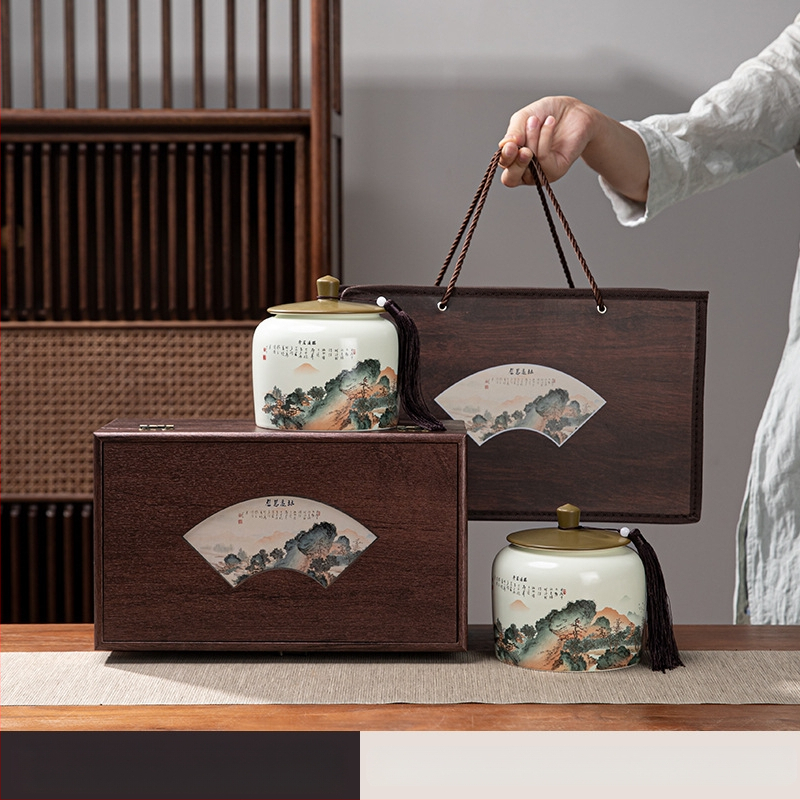 Keraminės arbatos skardinės, „Thousand Miles Mountain“ arbatos dovanų dėžutės, keraminės skardinės, tuščios dovanų dėžutės, „Wuyi Rock“ arbata, ulong arbatos dovanos