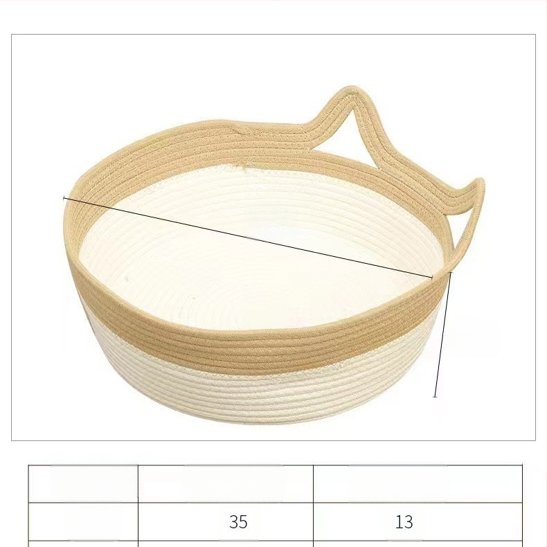 Gnijezdo od pamučnog užeta s lopticom s kožnom etiketom Gnijezdo od pamučnog užeta Mačje gnijezdo Jastuk Prostirka za jastuk