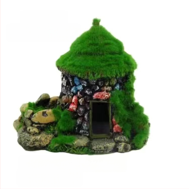 Akvariumo kraštovaizdžio flocking House dekoratyviniai dervos dirbiniai Paviljono kraštovaizdžio namas antikvarinis alpinariumas arkinis tiltas