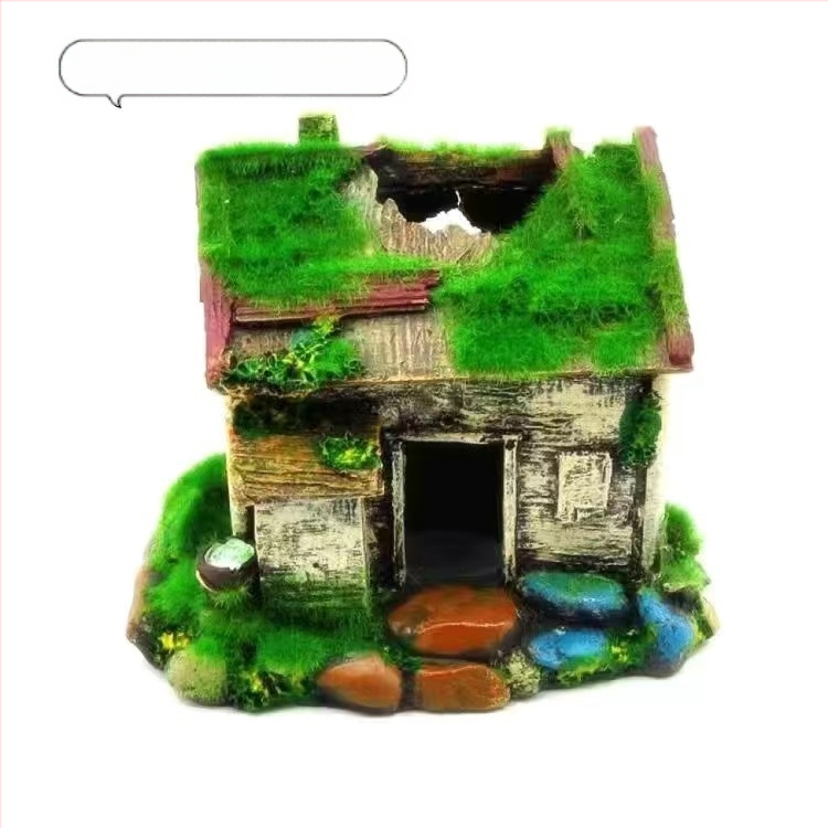 Akvariumo kraštovaizdžio flocking House dekoratyviniai dervos dirbiniai Paviljono kraštovaizdžio namas antikvarinis alpinariumas arkinis tiltas