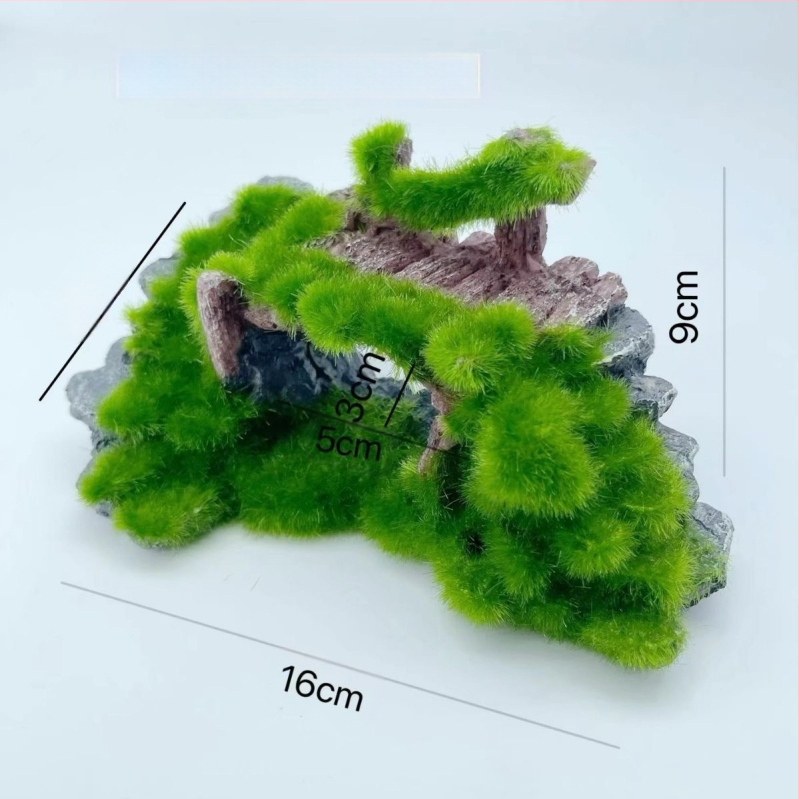 Akvariumo kraštovaizdžio flocking House dekoratyviniai dervos dirbiniai Paviljono kraštovaizdžio namas antikvarinis alpinariumas arkinis tiltas