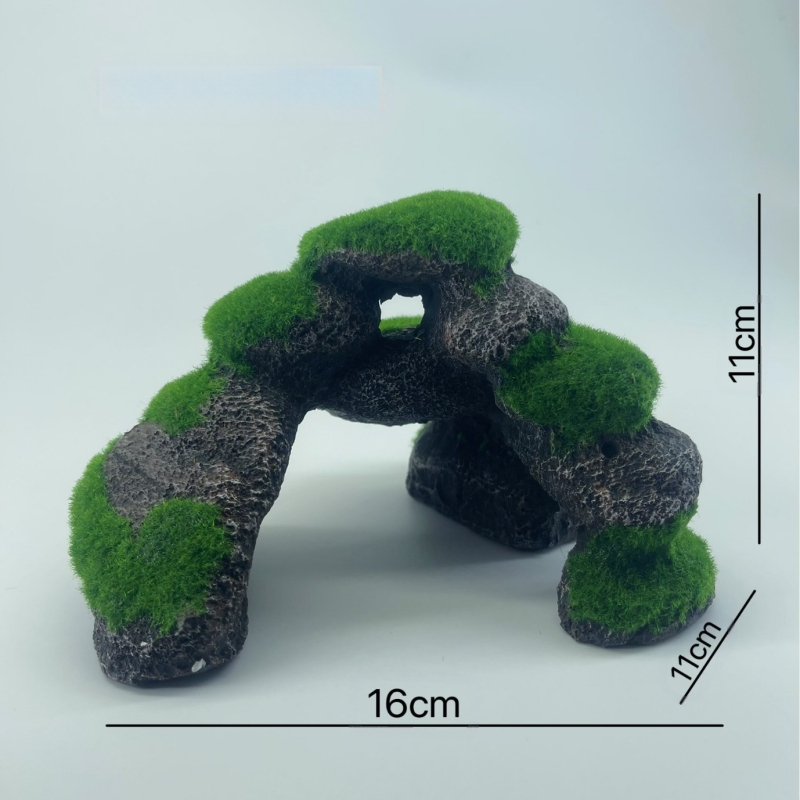 Akvariumo kraštovaizdžio flocking House dekoratyviniai dervos dirbiniai Paviljono kraštovaizdžio namas antikvarinis alpinariumas arkinis tiltas