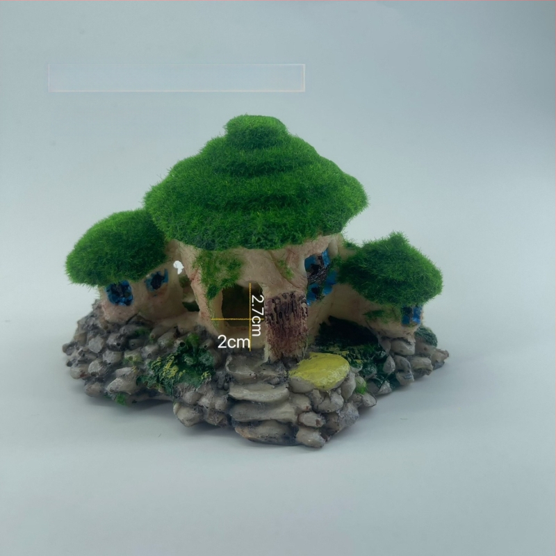 Akvariumo kraštovaizdžio flocking House dekoratyviniai dervos dirbiniai Paviljono kraštovaizdžio namas antikvarinis alpinariumas arkinis tiltas